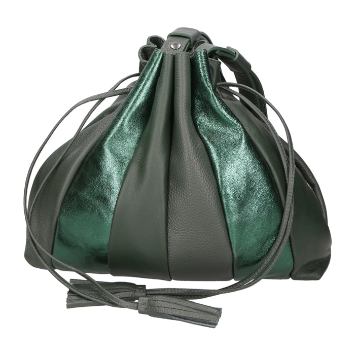 Borsa a spalla da donna - Modello Nunzia - Vera pelle - 30.0 x 33.0 x 7.0 cm