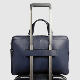 Piquadro Borsa porta in pelle porta pc e iPad® con protezione antiurto, tasca porta bottiglia