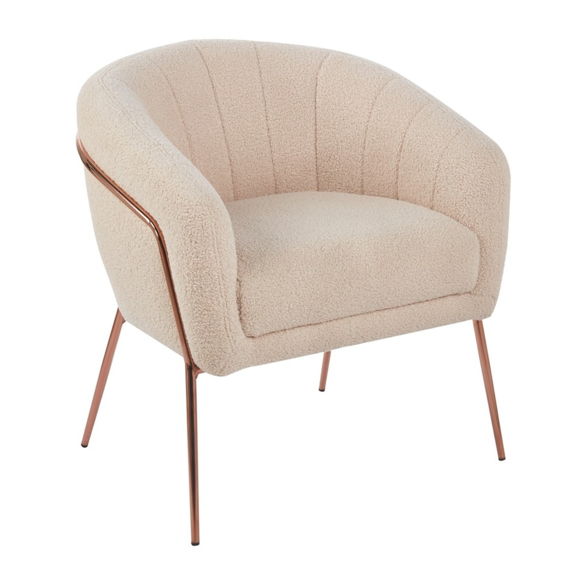 Poltrona in tessuto teddy beige con gambe metallo - Cloud