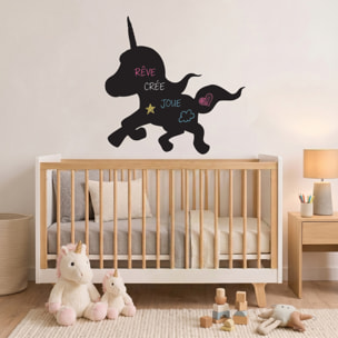 Sticker ardoise tableau noir - stickers muraux adhésif effaçable - LICORNE