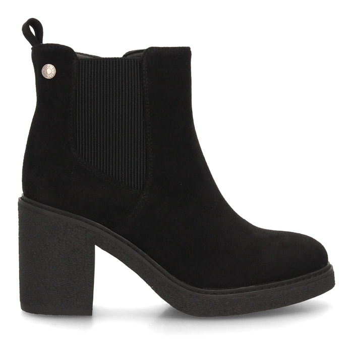 Botines Chelsea Mujer Negros con Plataforma y Tacón Ancho