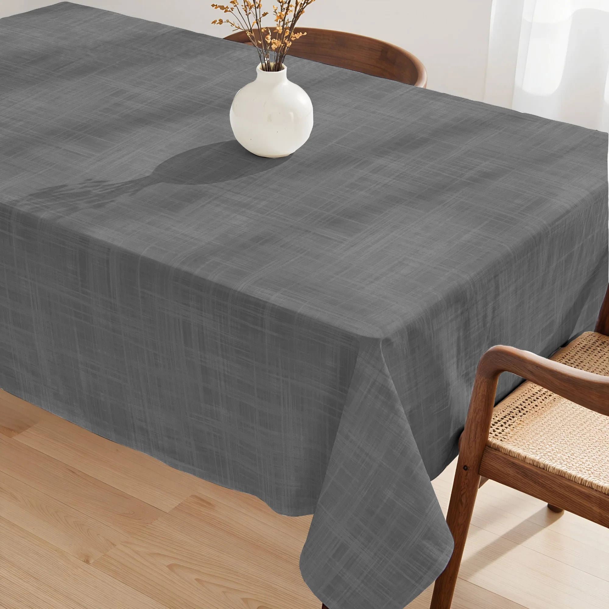 Nappe enduite Gris Sombre - 100% coton - traitement antitaches - Gris