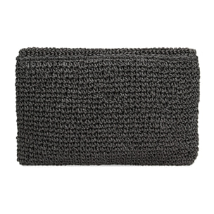 Clutch de playa negro en paja