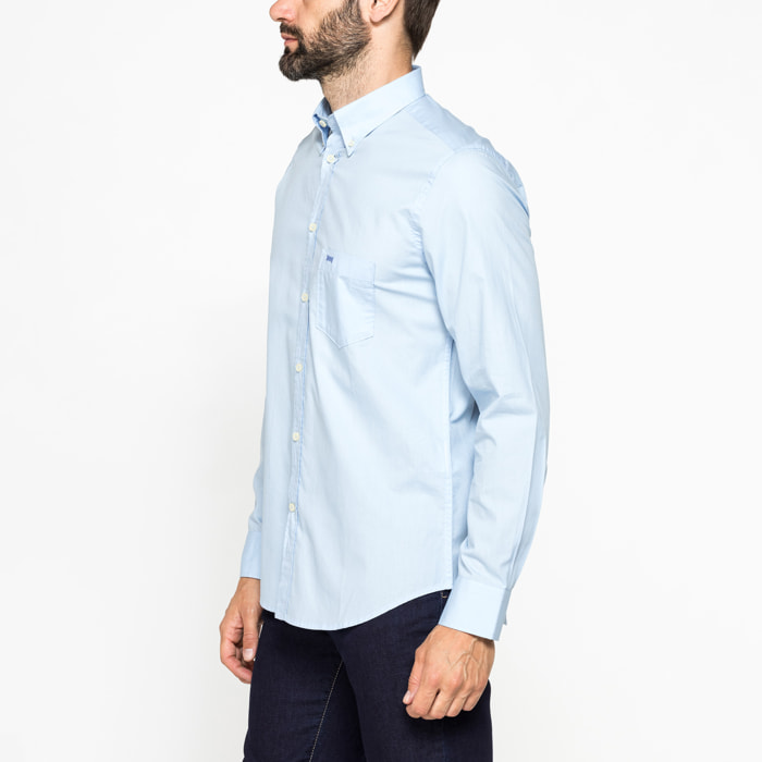 CAMICIA FANTASIA TINTO FILO CON COLLO BUTTON-DOWN