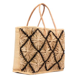 Vigonovo bolso shopper mujer. Fabricado en rafia y paja, con asas de cuero.