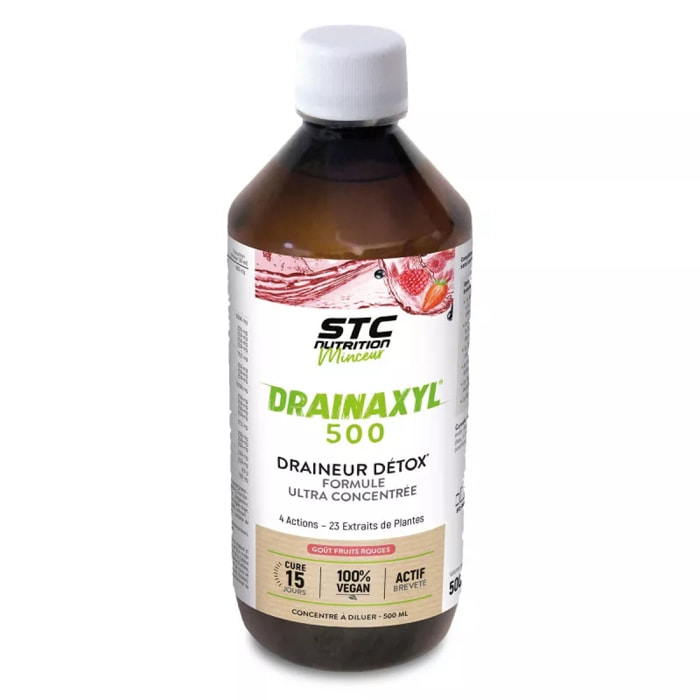 STC NUTRITION - Drainaxyl 500 - Draineur Detox aux extraits de plantes - Formule ultra concentrée - Cure de 15 j - 500 ml - Fruits Rouges