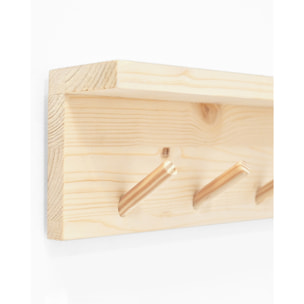 Support mural en bois massif ton naturel 61x10cm Hauteur: 9.5 Longueur: 61 Largeur: 5.5