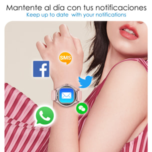 DAM Smartwatch ZW45 con notificaciones de Apps, llamadas Bluetooth. Monitor de tensión y oxígeno en sangre. Corona multifunción. 4,9x1,1x4,7 Cm. Color: Negro