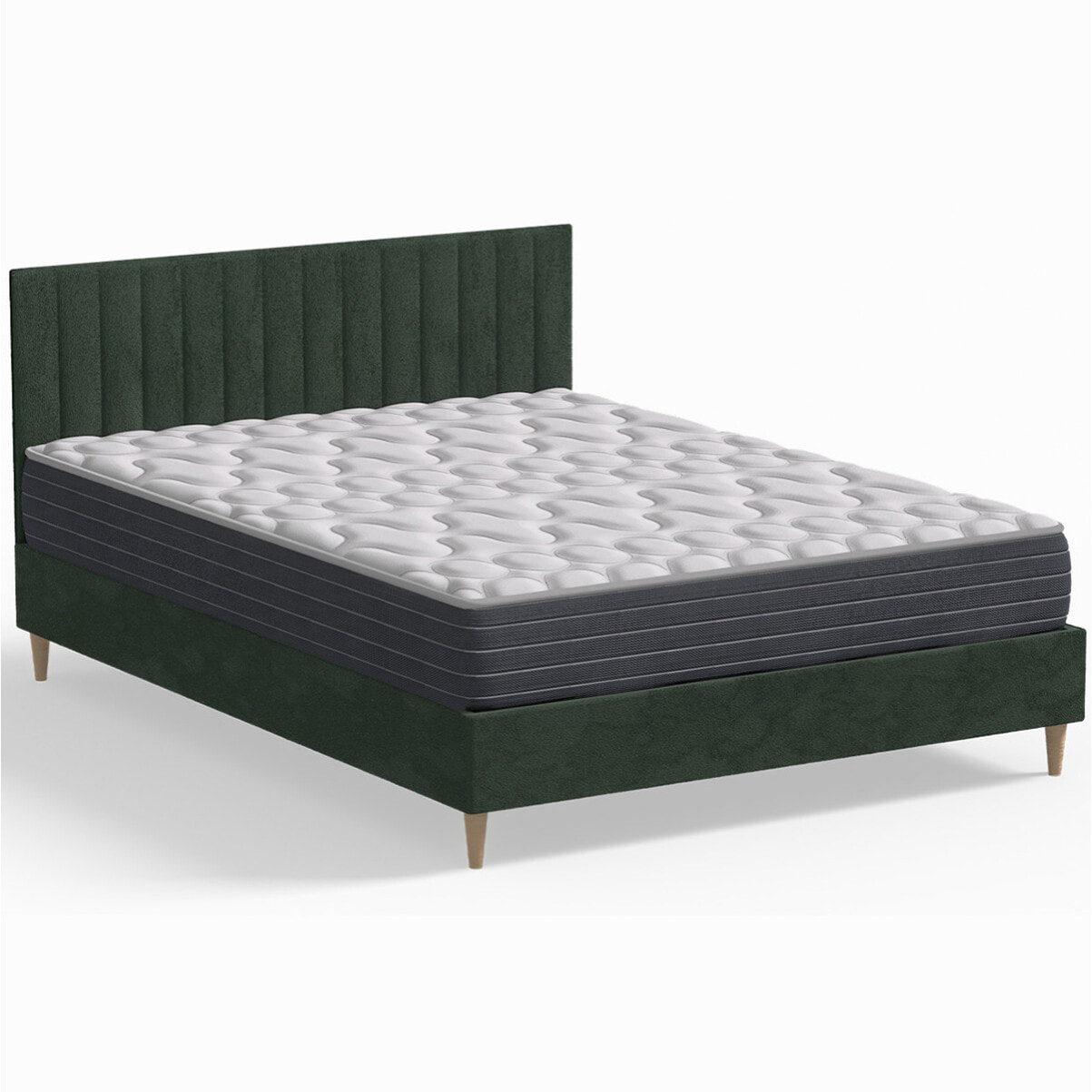 Pack lit en velours + Matelas mémoire de forme - ELIOT & MEMO HR