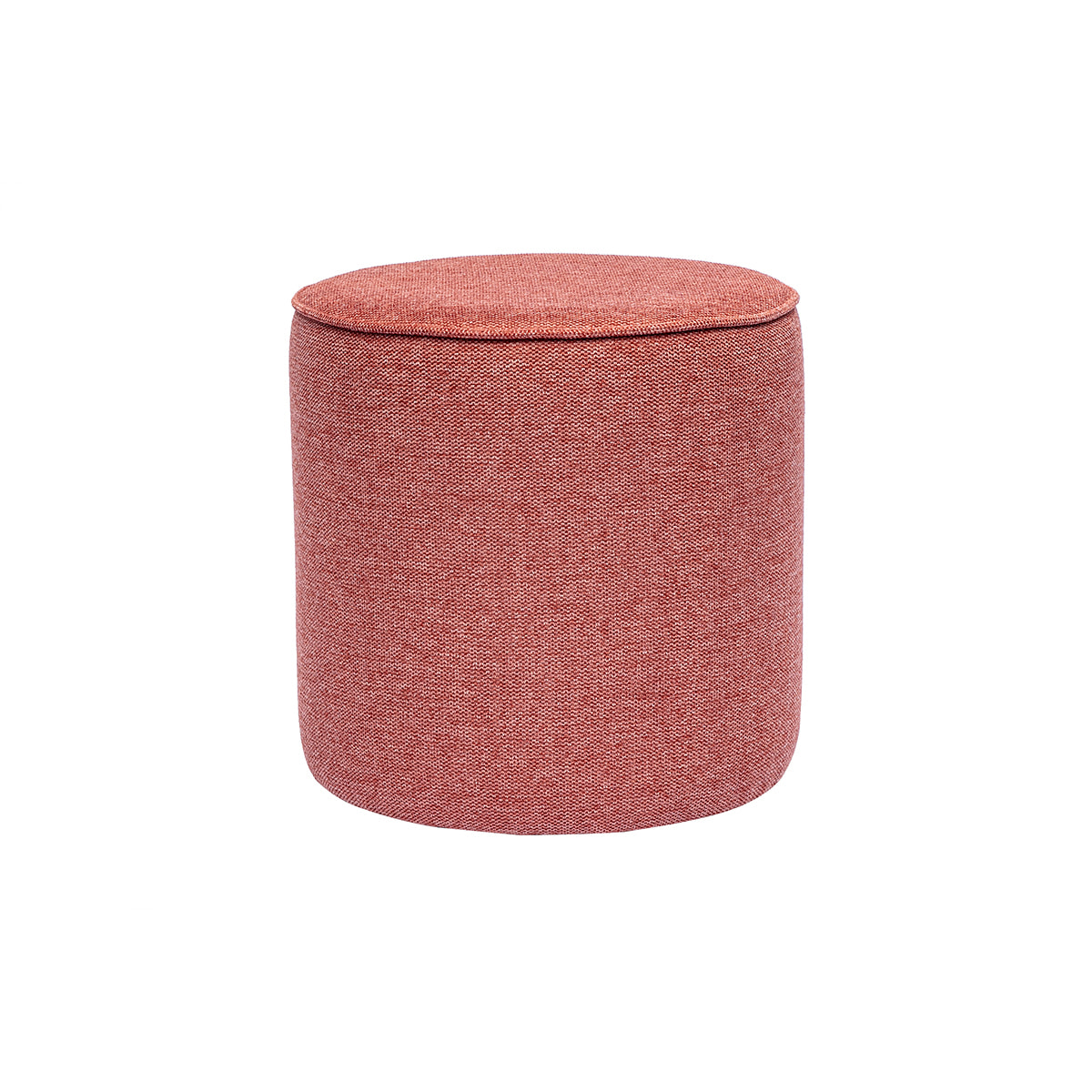 Pouf rond en tissu effet velours texturé terracotta D40 cm PAUL