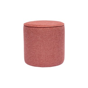 Pouf rond en tissu effet velours texturé terracotta D40 cm PAUL