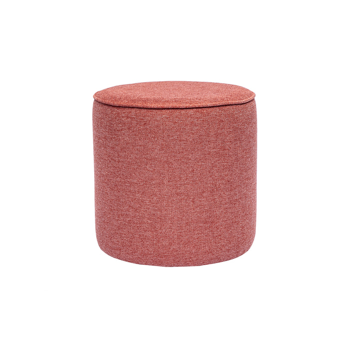 Pouf rond en tissu effet velours texturé terracotta D40 cm PAUL
