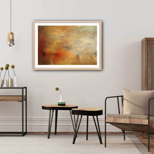 Poster Soleil couchant sur un lac - Joseph Mallord William Turner Affiche + cadre en bois - Chêne