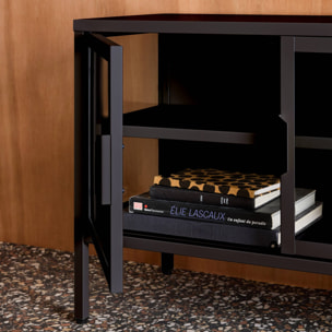 Meuble TV industriel métal et verre trempé 3 portes 120cm ARKANSAS