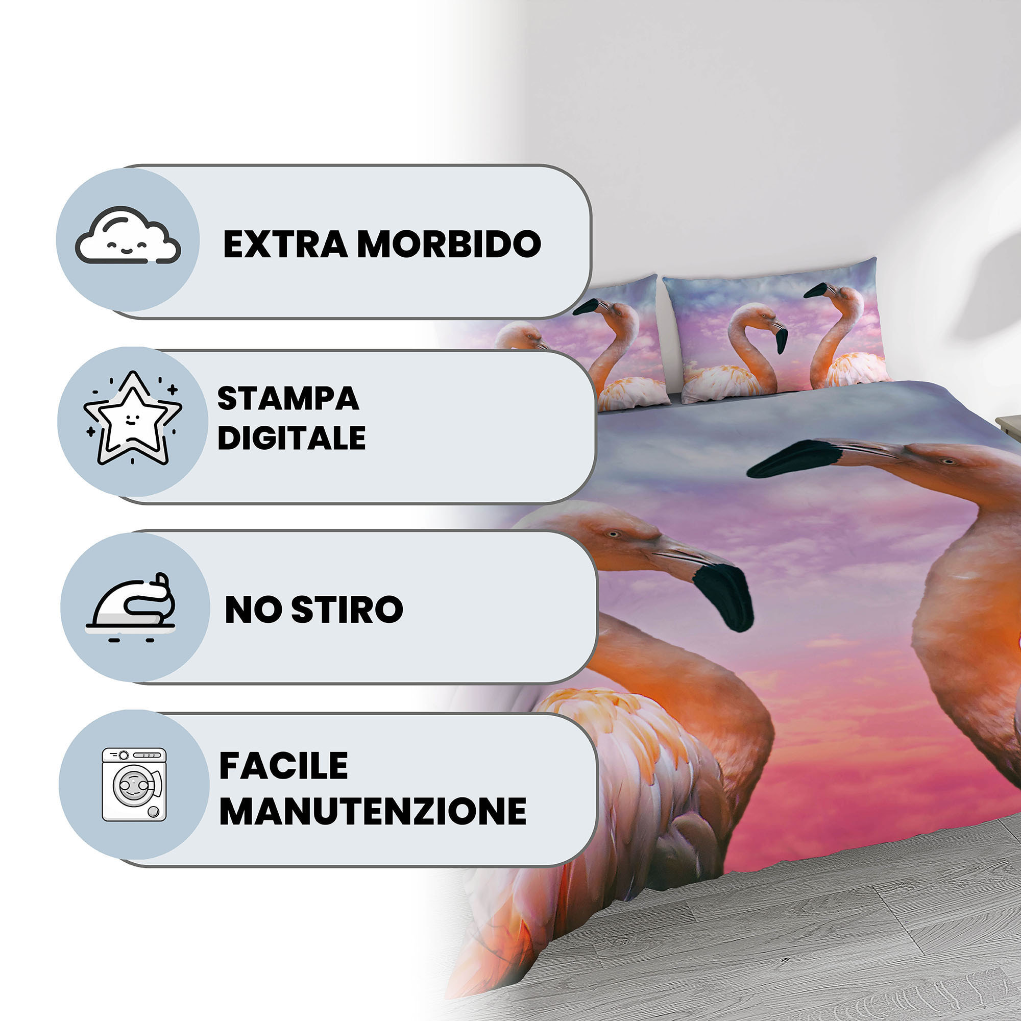 PARURE COPRIPIUMINO GOODNIGHT MATRIMONIALE - STAMPA DIGITALE 100% Microfibra