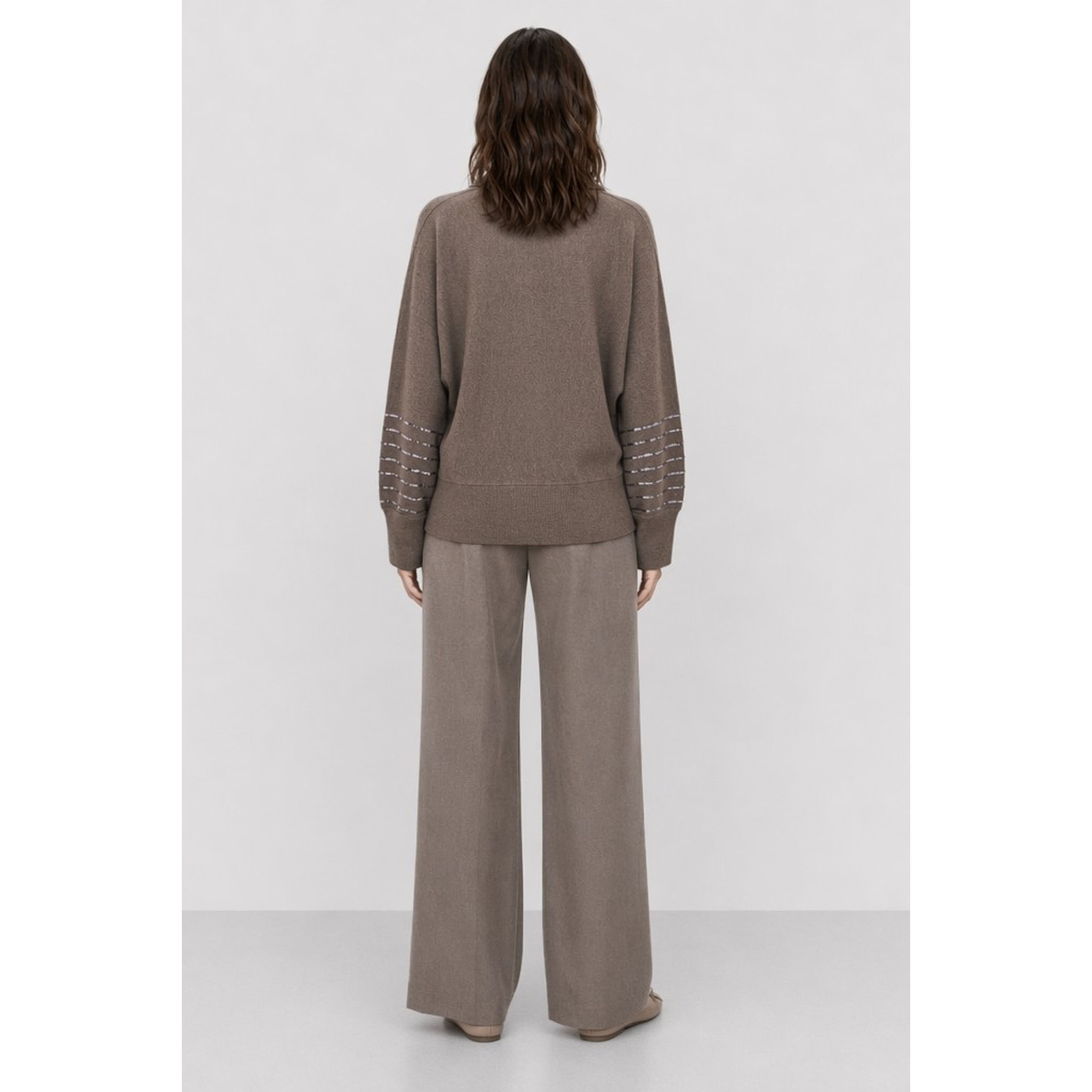 Kocca - Maglia a maniche lunghe con scollo a V e paillettes Donna
