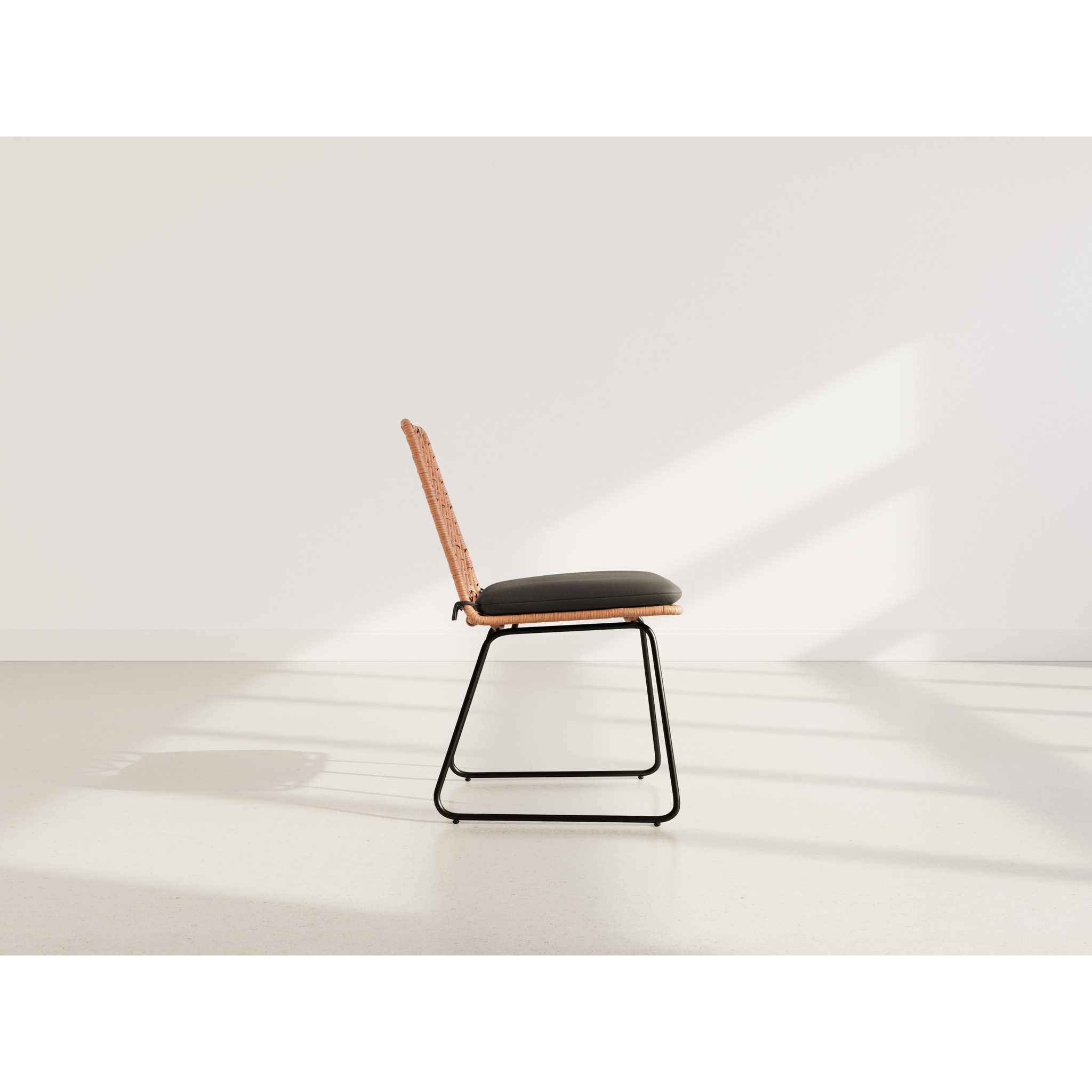 Forenza - lot de 4 chaises - effet rotin - coloris bois et noir - Noir / Bois