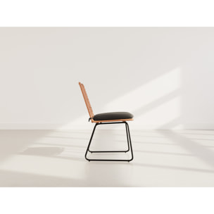 Forenza - lot de 4 chaises - effet rotin - coloris bois et noir - Noir / Bois