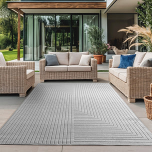 ALVORA - Tapis intérieur/extérieur gris à motif graphique