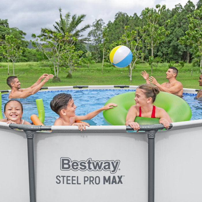 Bestway Piscine hors sol tubulaire ronde Bestway Steel Pro Max 427 x 84 cm gris clair