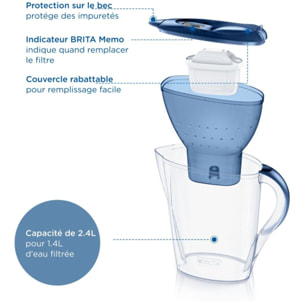 Carafe filtrante BRITA Marella bleu + 1 cartouche Maxtra pro
