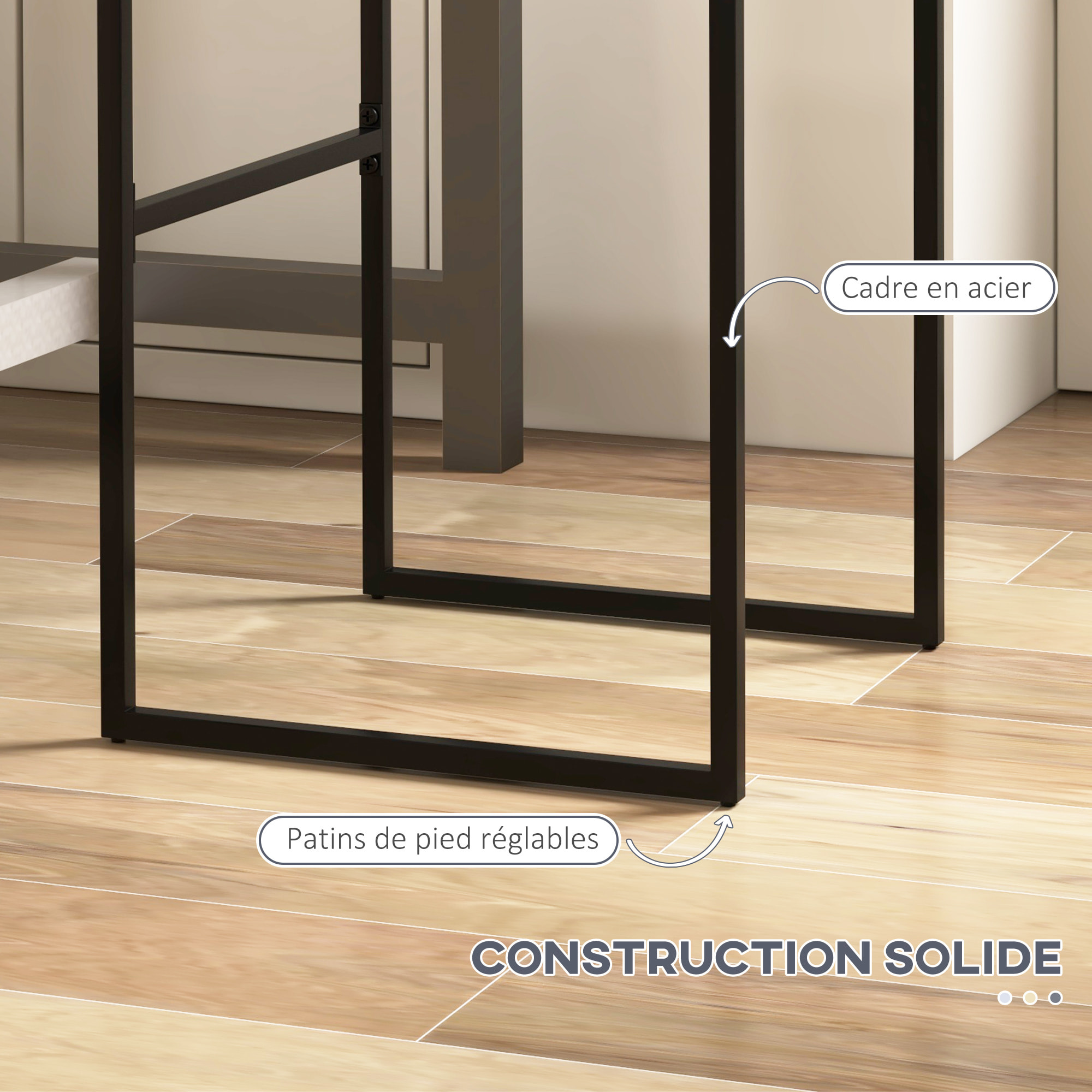 Lot de 2 tabourets de bar – Velours élégant – Repose-pieds