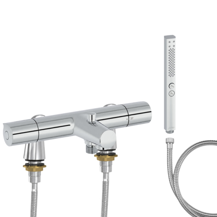 Mitigeur baignoire Simone + pommeau de douche Shift+ carré + flexible de douche métal + colonnettes Idro'Flex