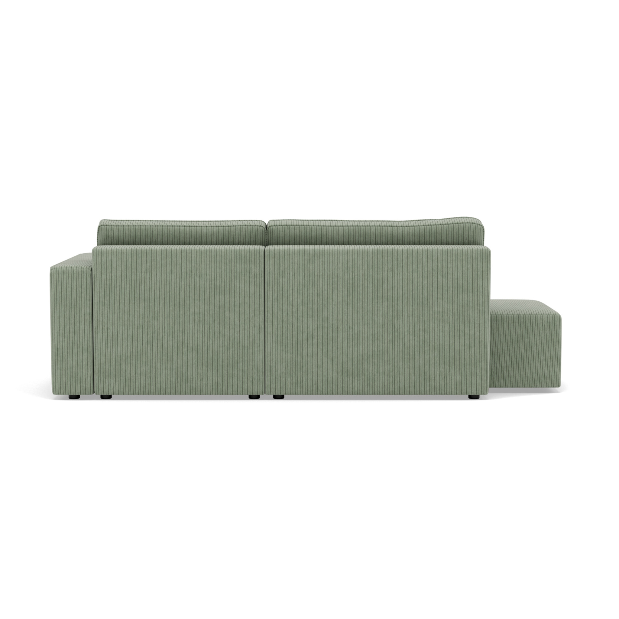 Topaze - canapé d'angle droit 4 places convertible avec coffre sans accoudoir en velours côtelé - Vert sauge