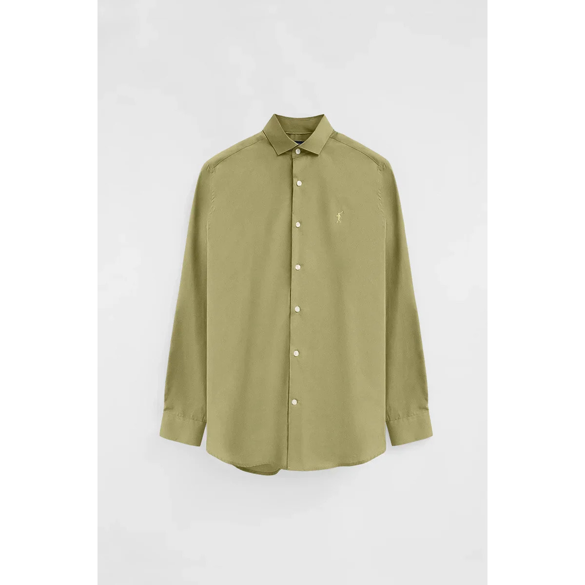 Camisa verde hoja de corte slim con logo Rigby Go