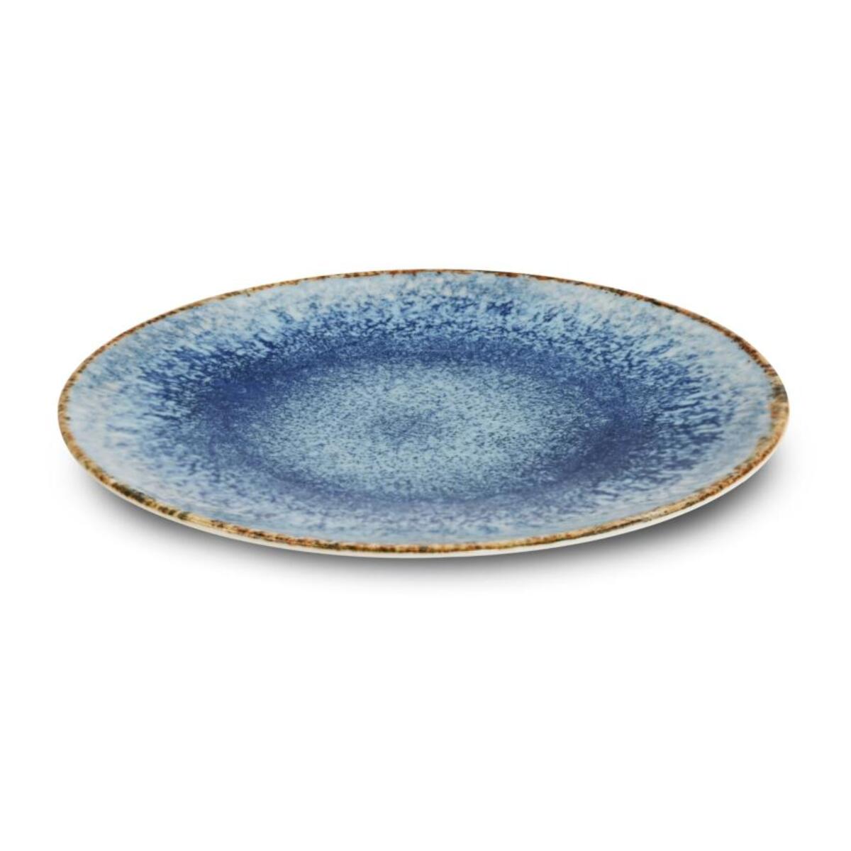 Service 18 pièces bleu en porcelaine - "Rivage Azur"