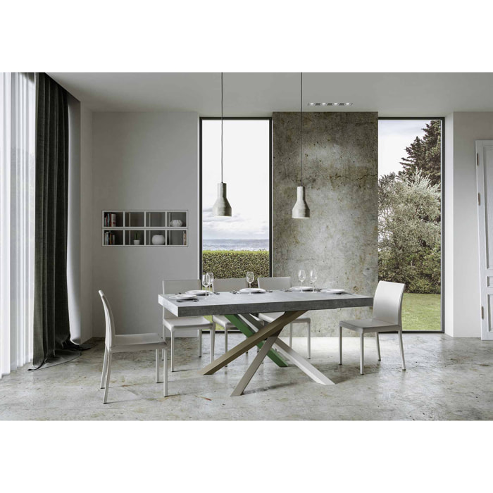 Table extensible 90x200/460 cm Volantis Gris Béton cadre 4/A