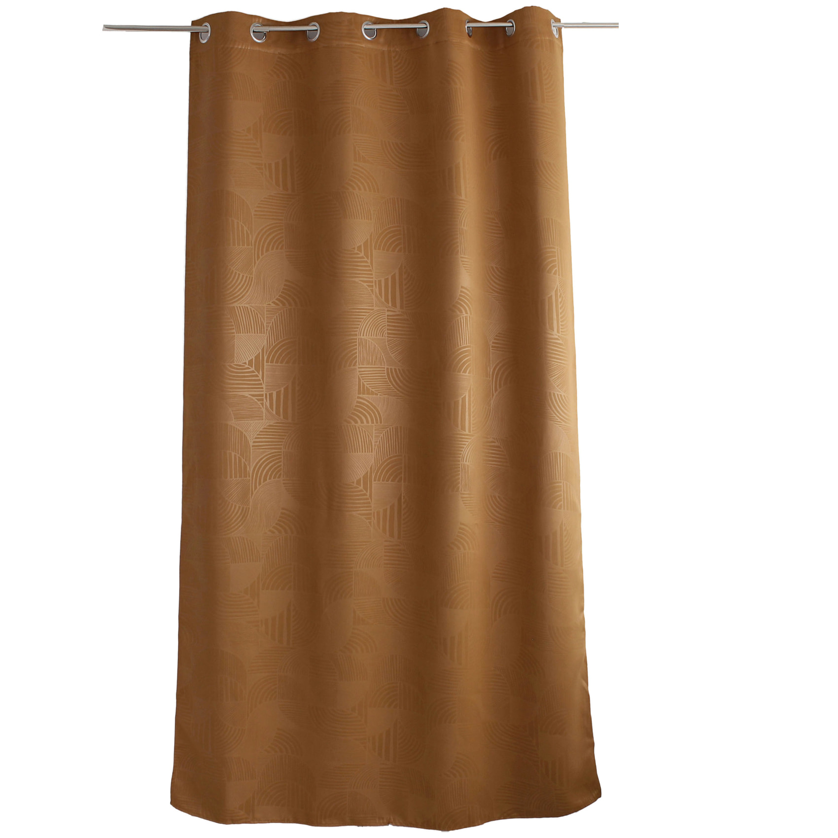 Rideau à oeillets occultant imprimé géométrique - Marron Brun