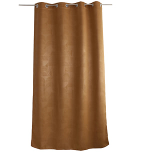 Rideau à oeillets occultant imprimé géométrique - Marron Brun