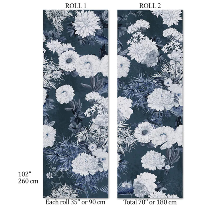 Carta da Parati Floreale Blu Navy