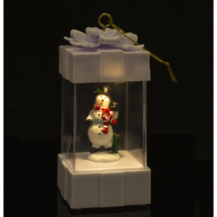 DAM Lampada natalizia  con luce, design regalo con pupazzo di neve. 5x5x11 cm. Colore bianco