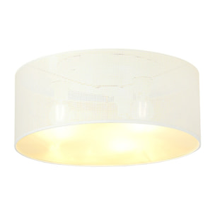 Lampada a sospensione Aston in acciaio bianco e interno oro