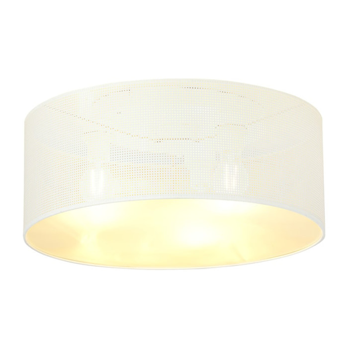 Lampada a sospensione Aston in acciaio bianco e interno oro