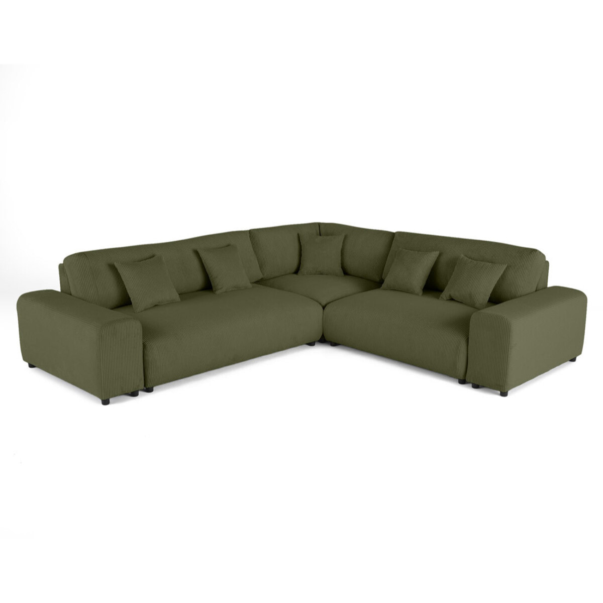 Garance - canapé modulable d'angle droit - 5 places - en velours côtelé - Vert