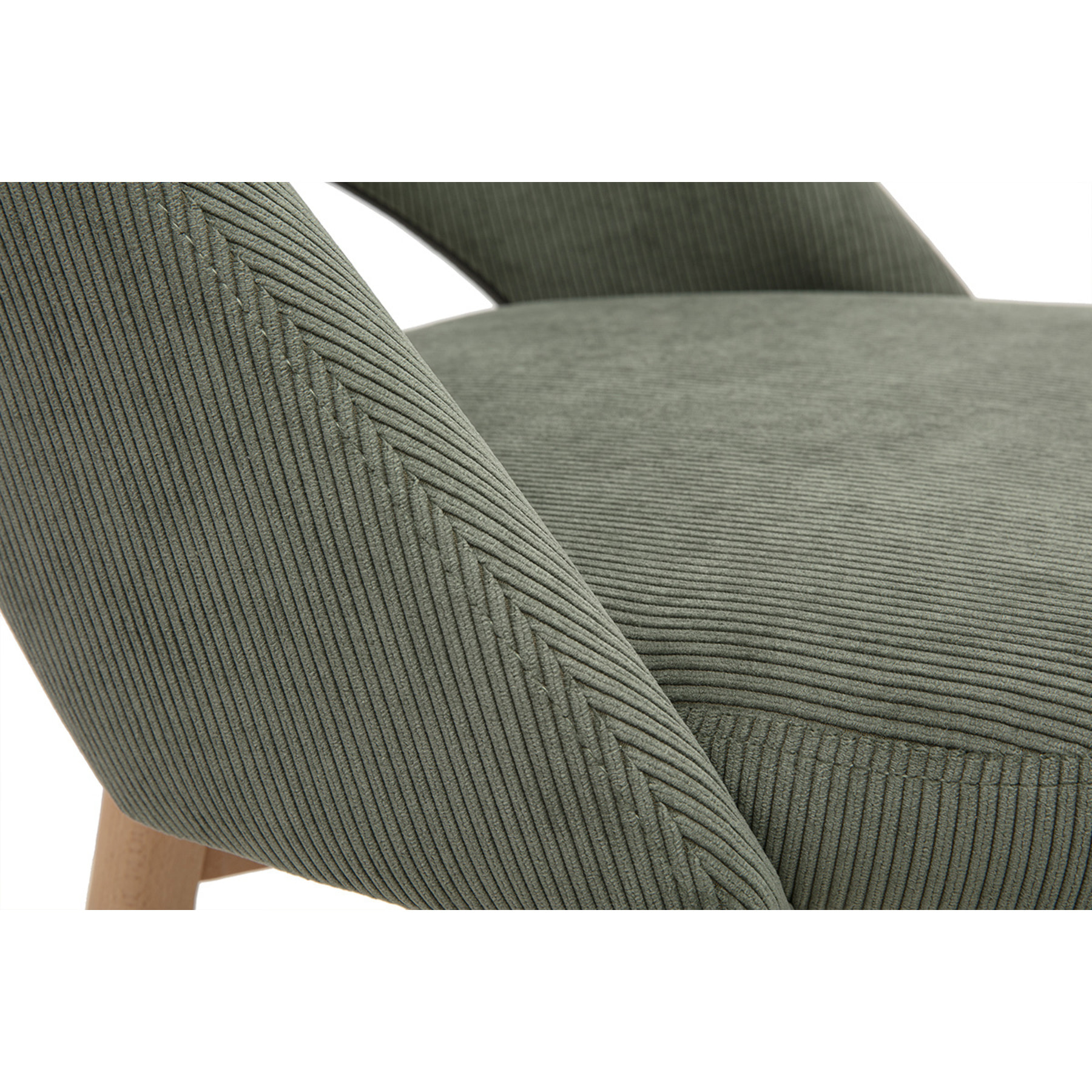 Tabourets de bar scandinaves en tissu velours côtelé vert kaki et hévéa massif 65 cm (lot de 2) COSETTE
