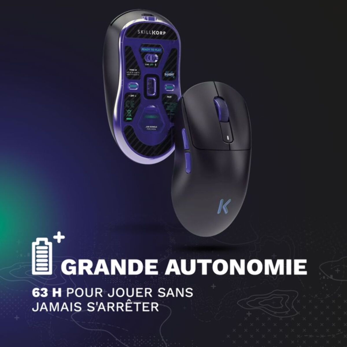 Souris Gamer Sans Fil SKILLKORP M20 Noir Ultimate 1K