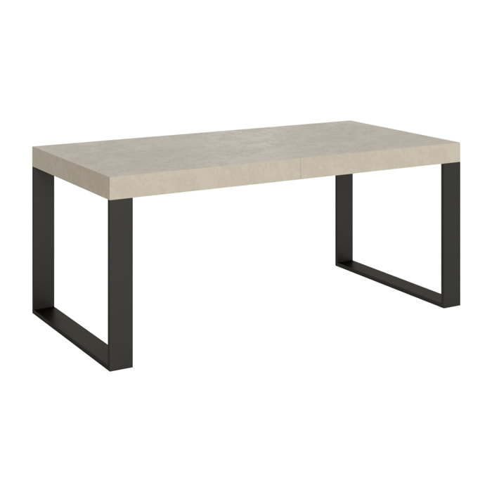 Table extensible 90x200/304cm Tecno cachemire pieds anthracite