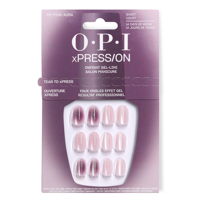 xPRESS-ON - My Pink Aura - Faux ongles réutilisables, effet gel - OPI