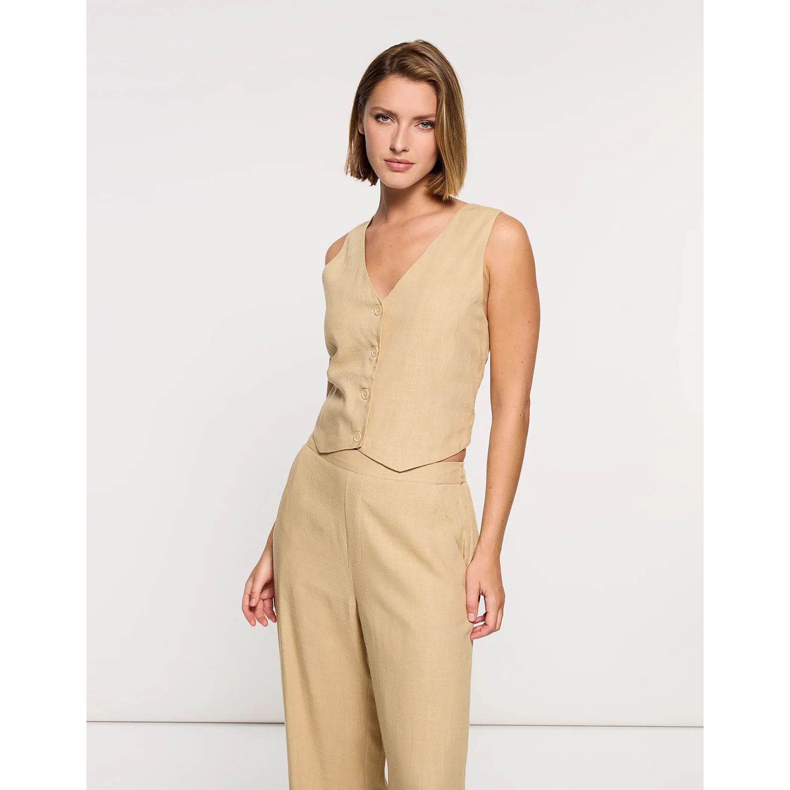 Top Chaleco Beige - Moti