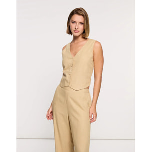 Top Chaleco Beige - Moti