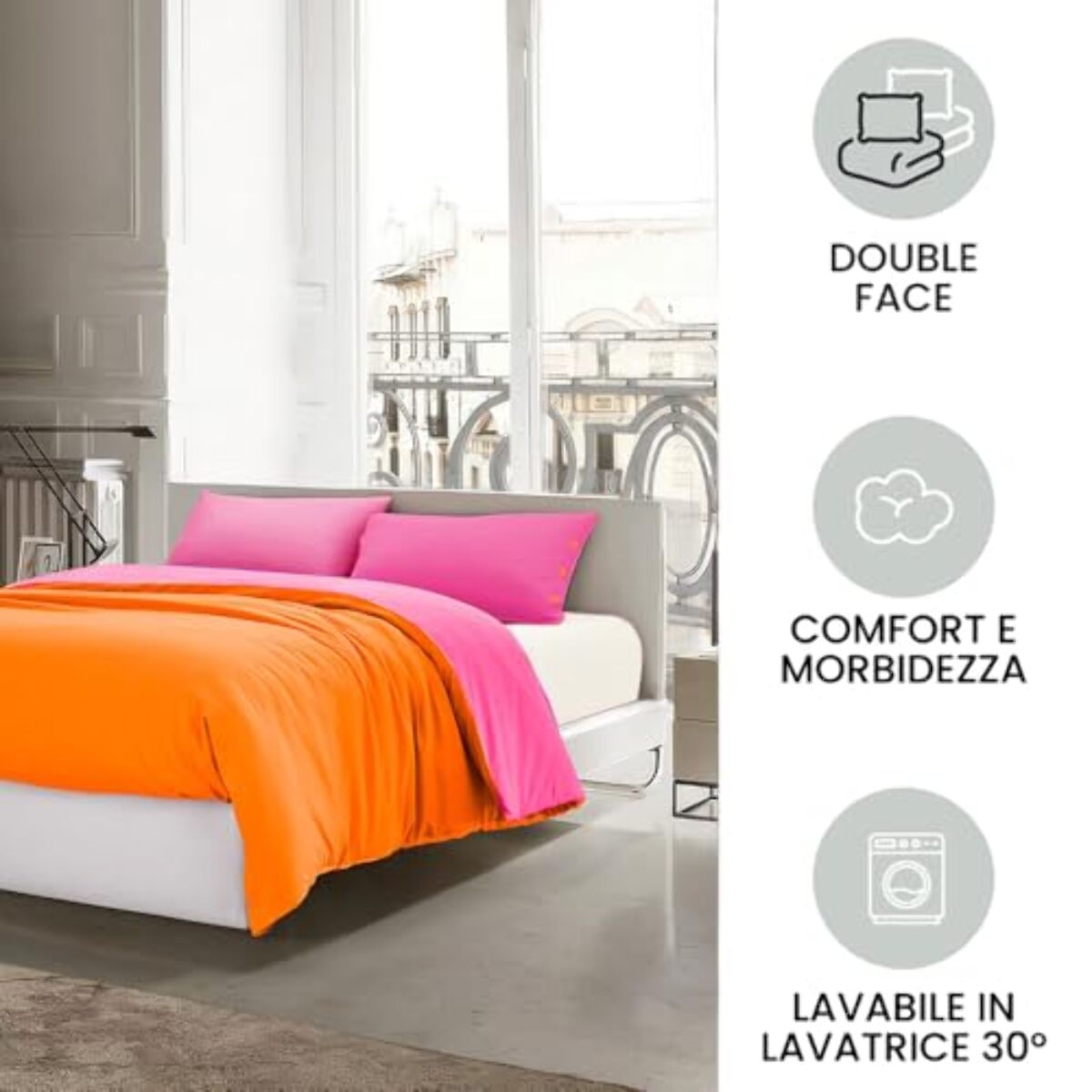 Intrecci Parure Copripiumino Bicolore 100% Cotone, Singolo