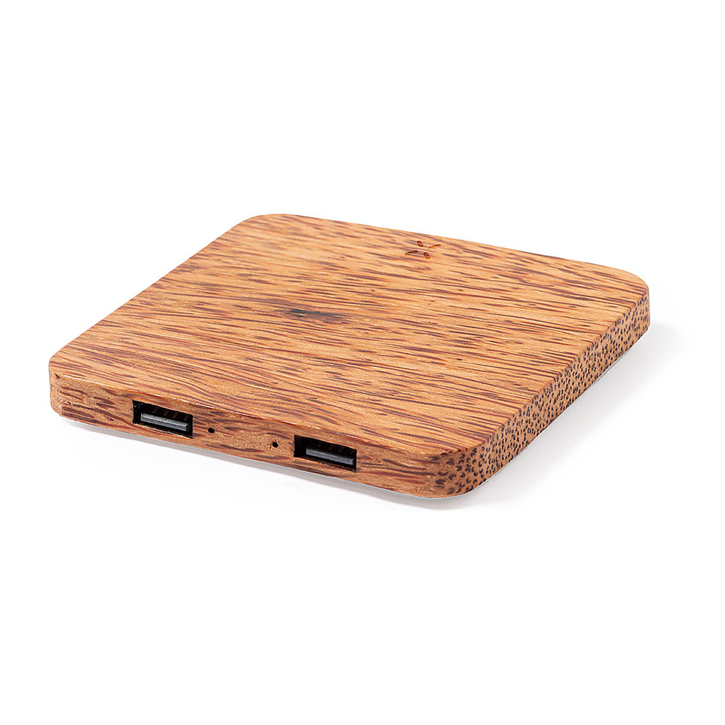 Cargador Inalámbrico nature de coco 10W. 2 Salidas USB