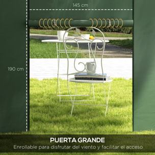 Paredes Laterales para Carpa de 2 Paneles 295x195 cm Cortina Lateral de Tela Oxford con Ventana Enrollable y Puerta con Cremallera para Carpa 3x3 m o 3x6 m Verde