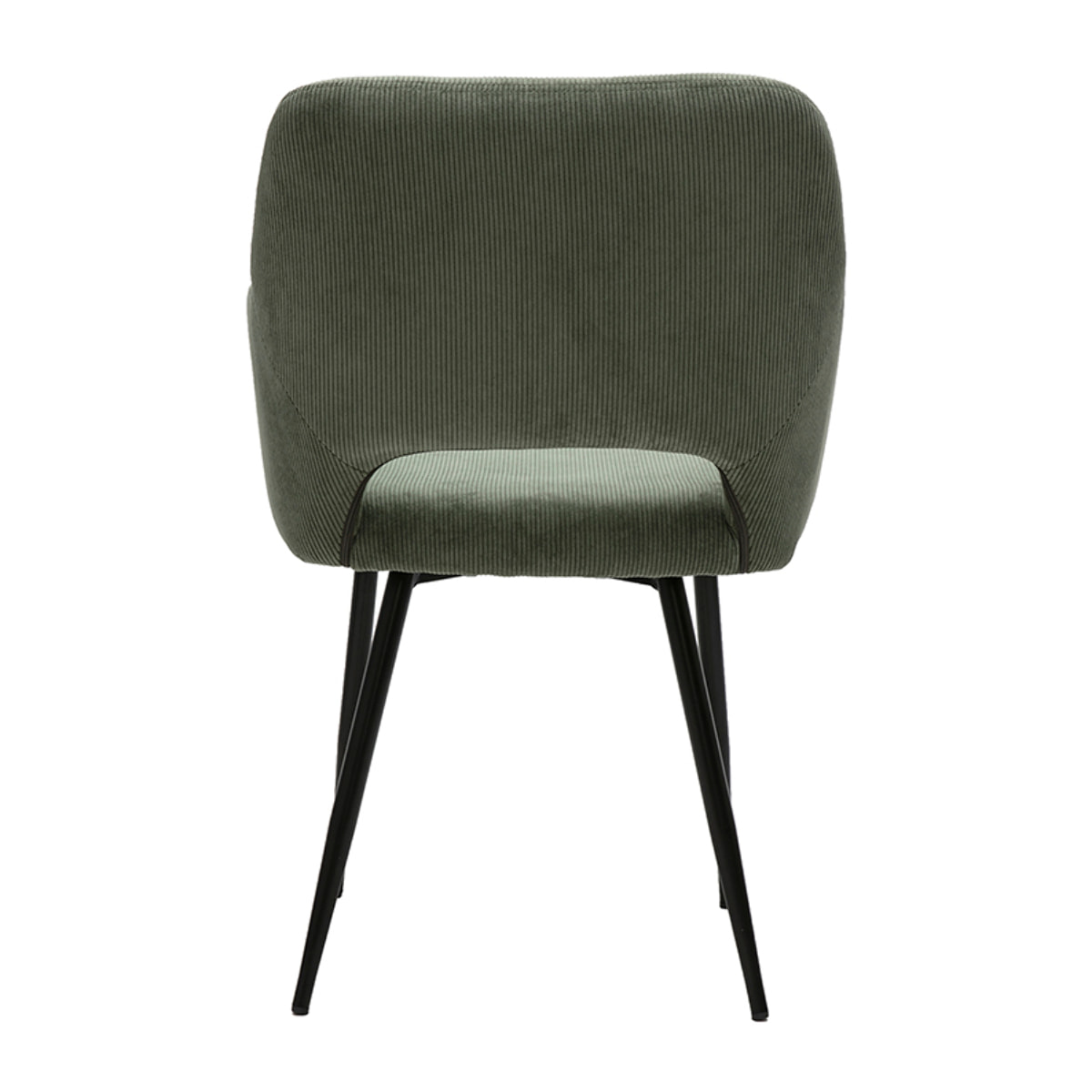 Chaises en tissu velours côtelé vert kaki et métal noir (lot de 2) LAURETTE