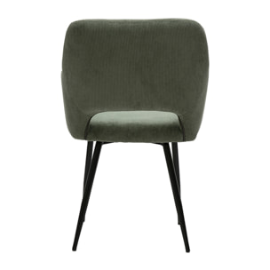 Chaises en tissu velours côtelé vert kaki et métal noir (lot de 2) LAURETTE