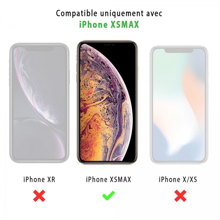 Coque iPhone Xs Max effet cuir grainé noir Liberté rose et vert Design La Coque Francaise